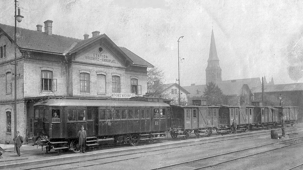 Nádraží Witkowitz - Kirchenplatz na dobové fotografii
