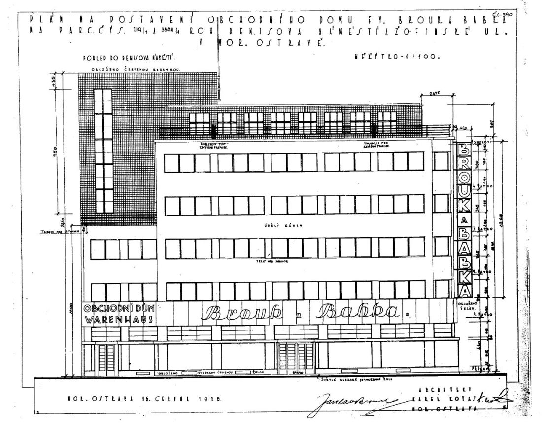 ↑ Plány na výstavbu obchodního domu z roku 1928