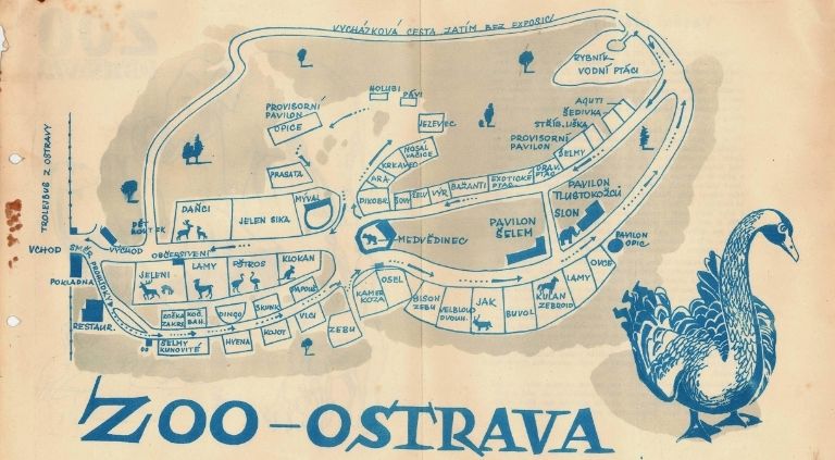 Plánek ostravské zoo, 70. léta, zdroj: zoo-ostrava.cz
