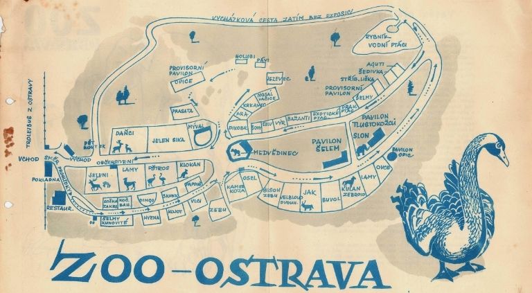 Plánek ostravské zoo, 70. léta, zdroj: zoo-ostrava.cz