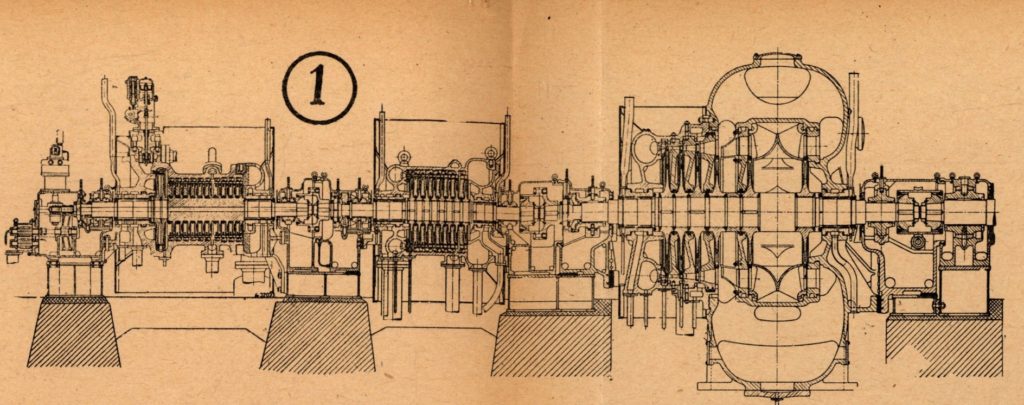 Rovnotlaká turbína třítělesová, s předehříváním páry při přestupu z 1. do 2. a z 2. do 3. tělesa. V posledním tlakovém stupni je proud dělen na dva, půlka převedena do paralelně pracující kola zpětným 