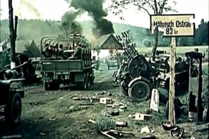 Osvobozování Ostravy - screen z filmu Tanková brigáda