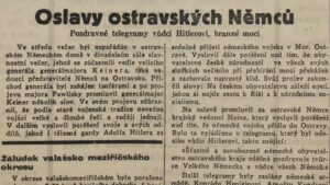 Dobový tisk: Ostravští Němci děkují vůdci