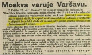 Dobový článek - Moskva varuje Varšavu